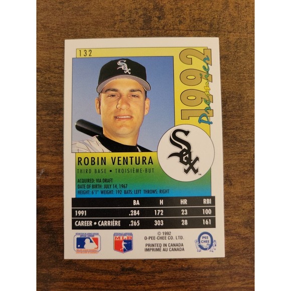 1992 O-Pee-Chee #132 Robin Ventura - Chicago White Sox - MLB - Picture 2 of 2